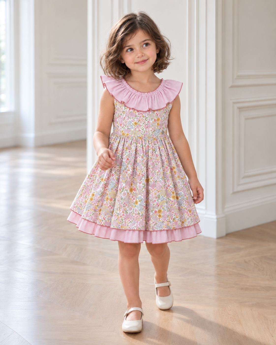 Lucia Pink Dress With Pink Gingham Petticoat