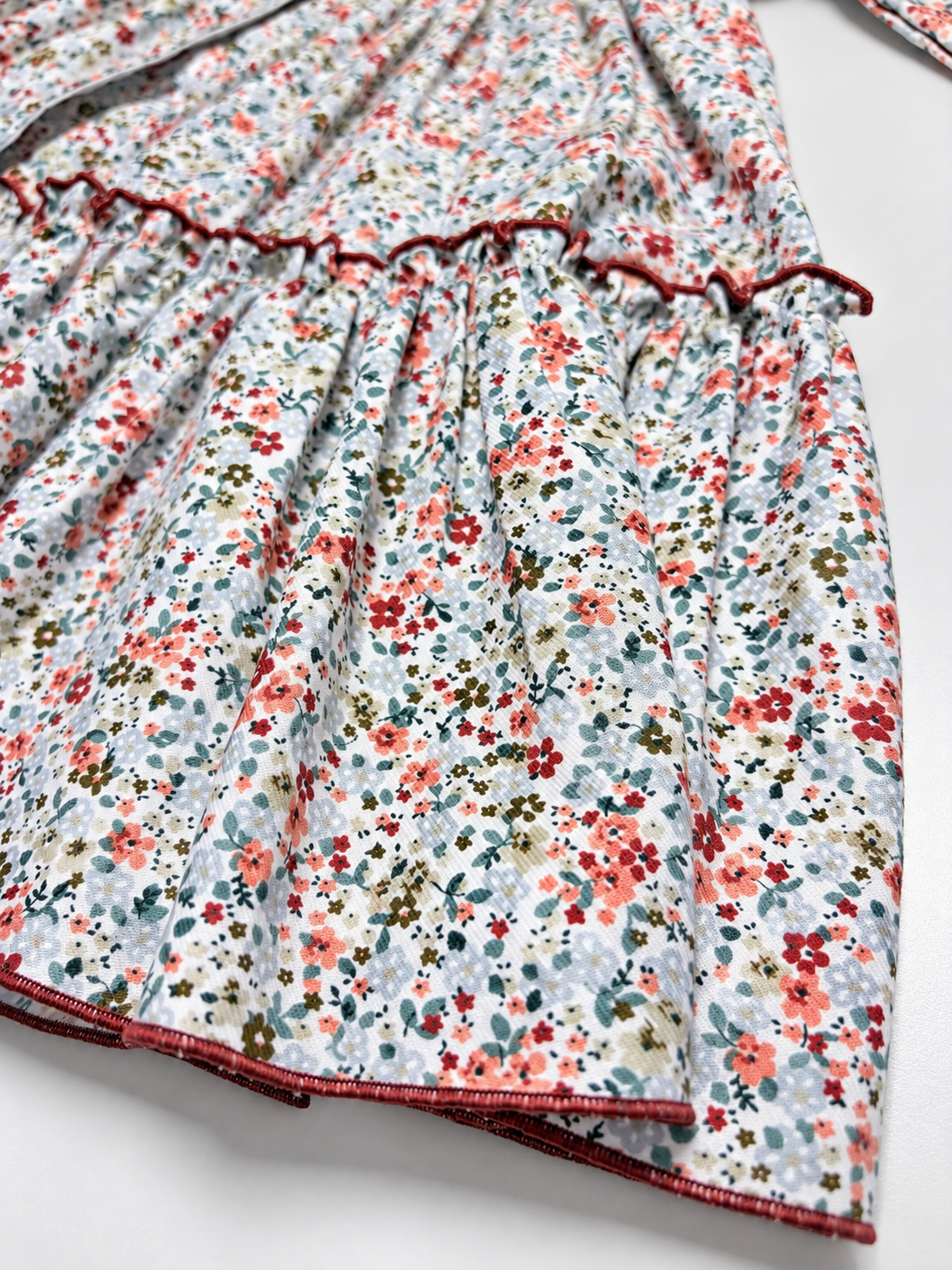 Sofia Terracotta Smocked Dress With Floral Print