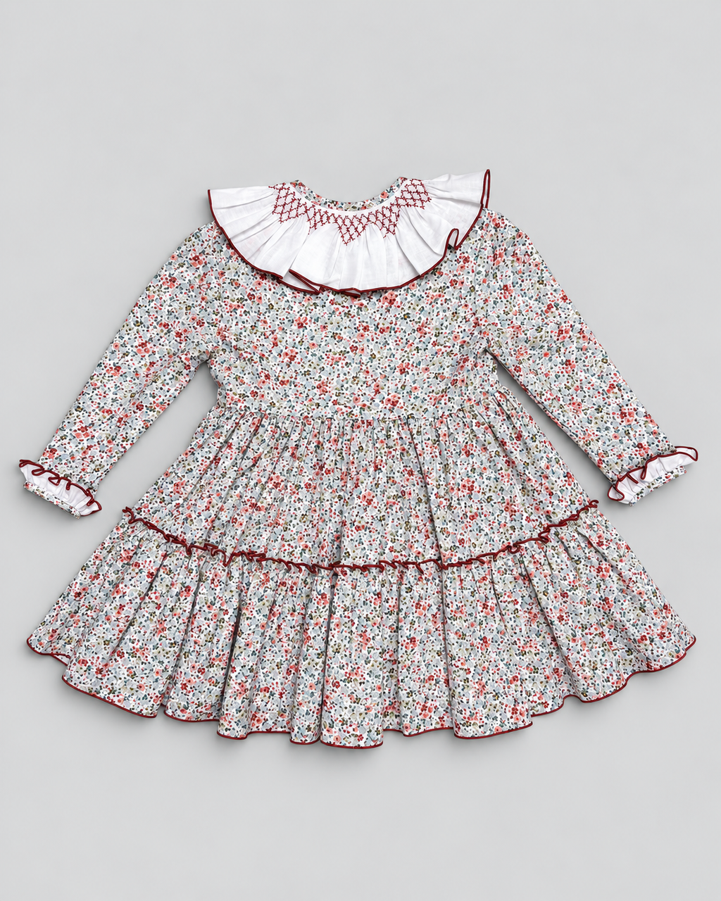 Robe smockée Sofia en terracotta à imprimé floral