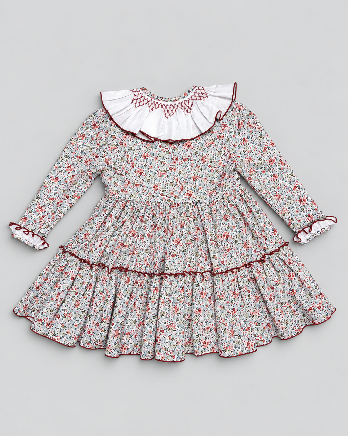 Robe smockée Sofia en terracotta à imprimé floral